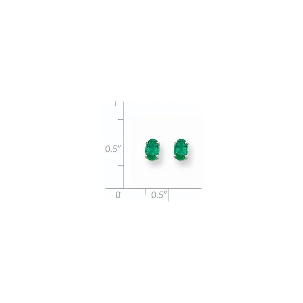 14k White Gold Emerald Earrings