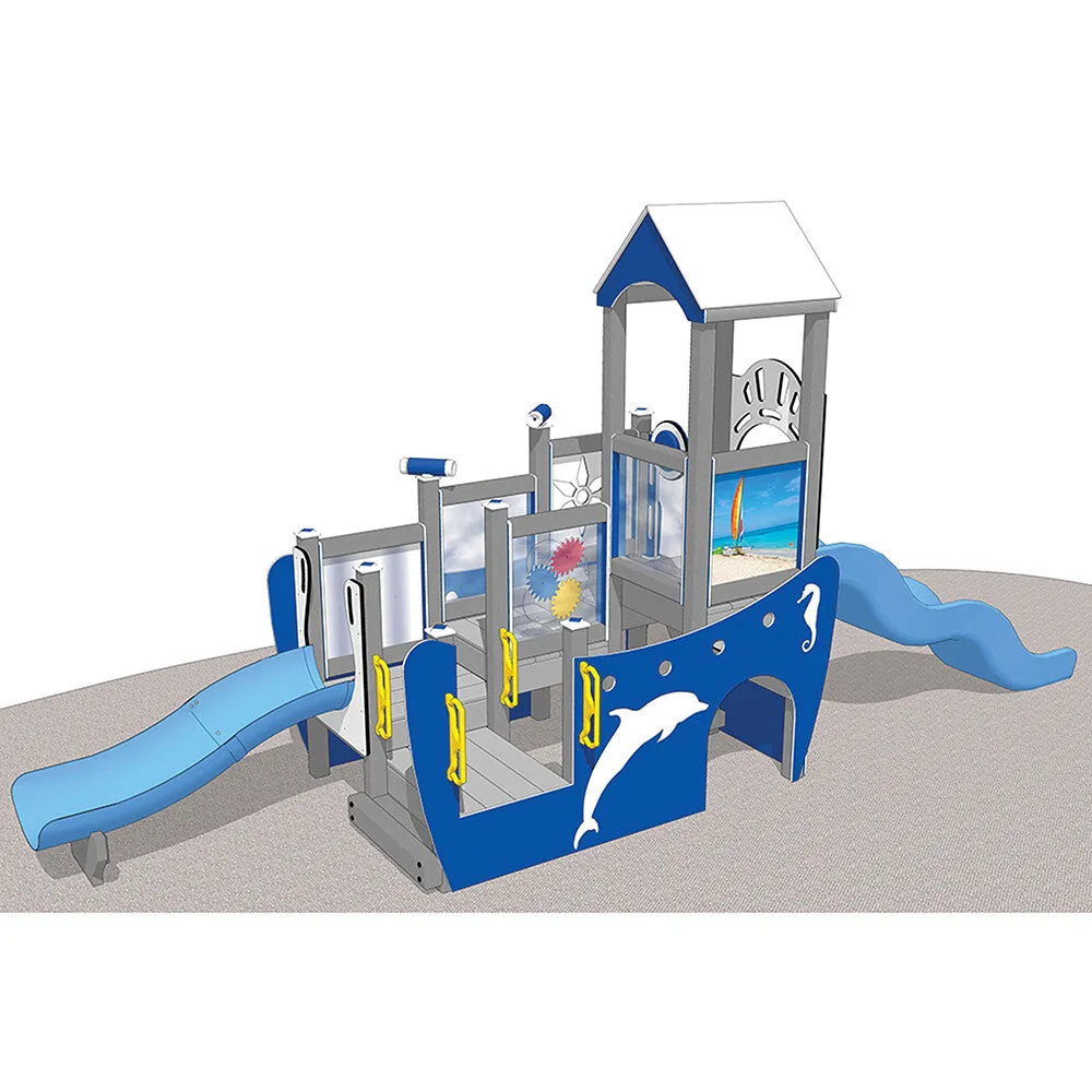 Beach Boat Themed Preschool Playground | Interactive Climber & Slide Playset for Ages 2-5
