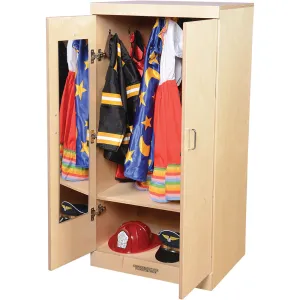 Child-Sized Wooden Dress Up Cupboard with Mirror, Hooks & Storage | Fully Assembled