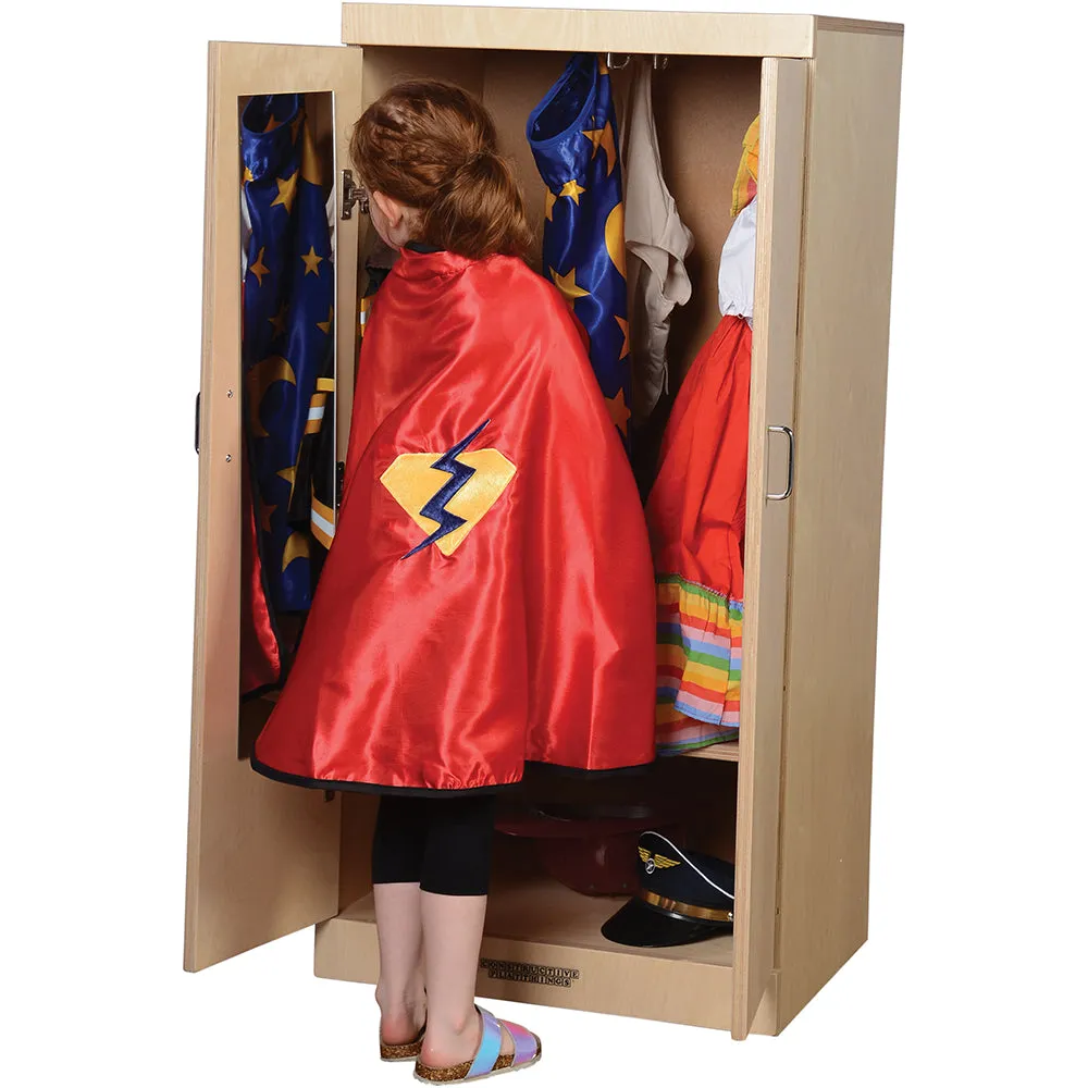 Child-Sized Wooden Dress Up Cupboard with Mirror, Hooks & Storage | Fully Assembled