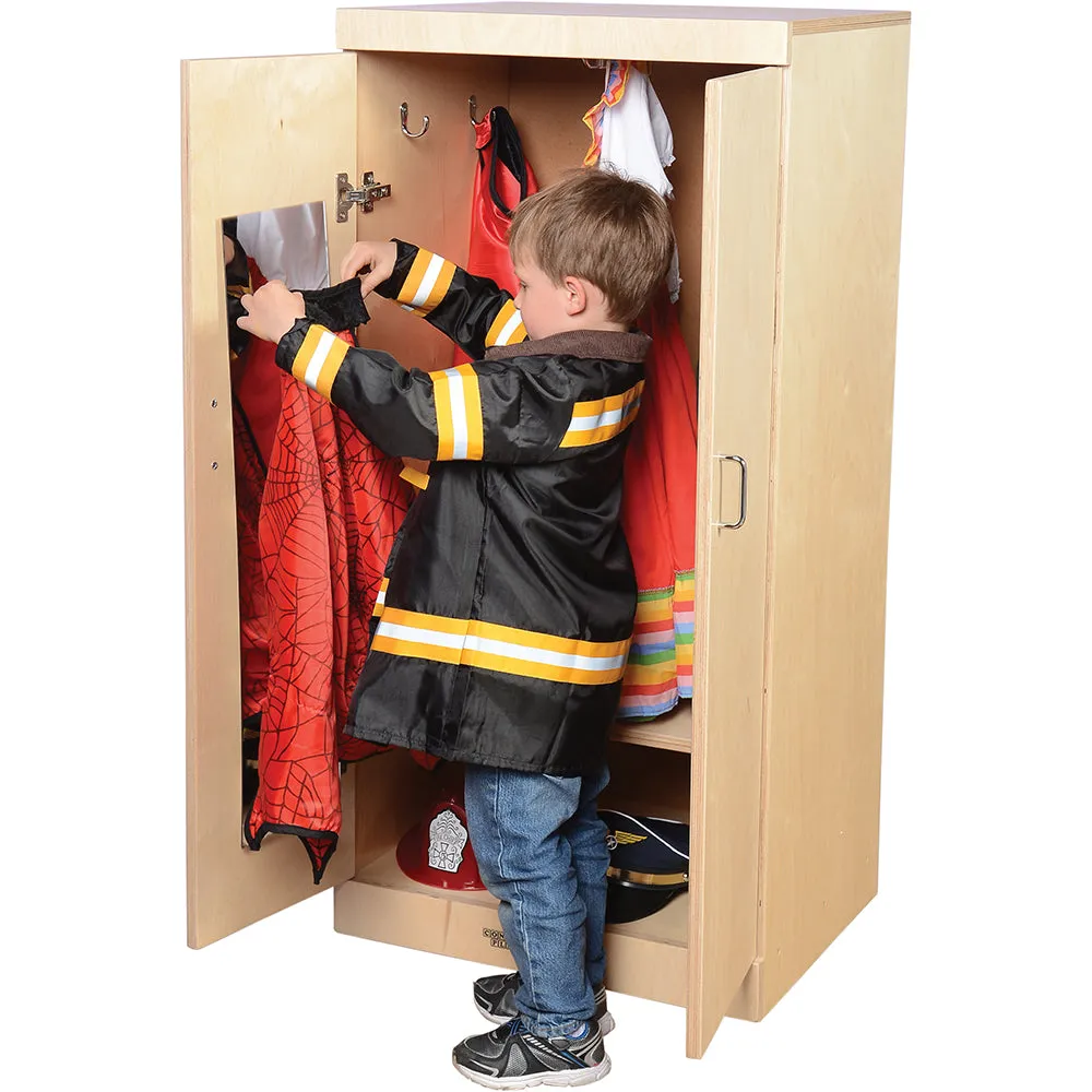 Child-Sized Wooden Dress Up Cupboard with Mirror, Hooks & Storage | Fully Assembled