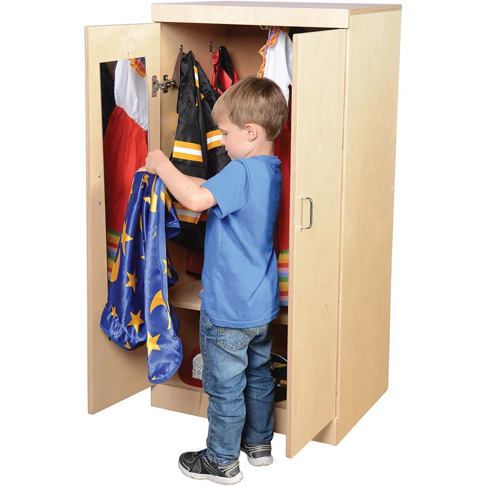 Child-Sized Wooden Dress Up Cupboard with Mirror, Hooks & Storage | Fully Assembled