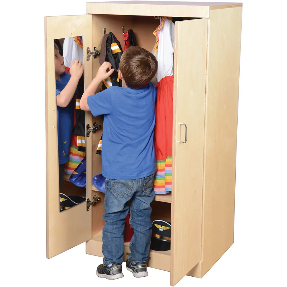 Child-Sized Wooden Dress Up Cupboard with Mirror, Hooks & Storage | Fully Assembled