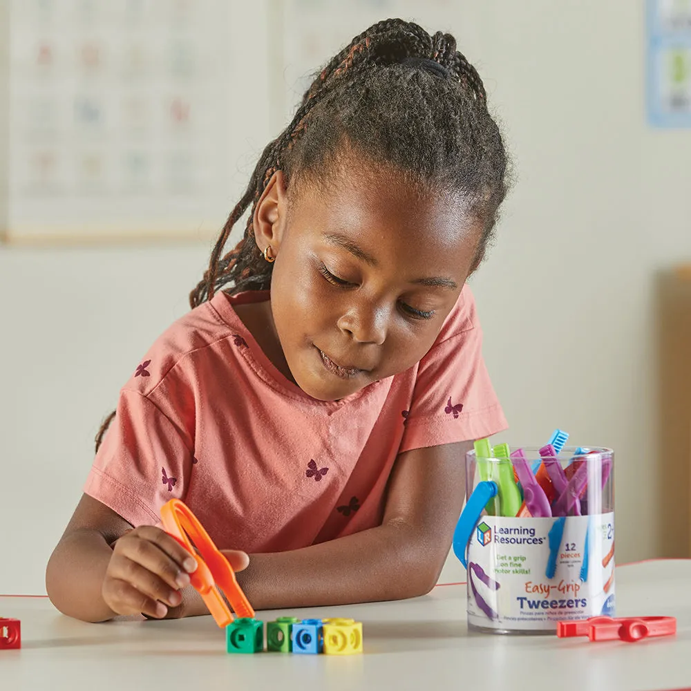 Easy Grip Tweezers | 12 Fine Motor Tools for Sorting, Counting & Sensory Play