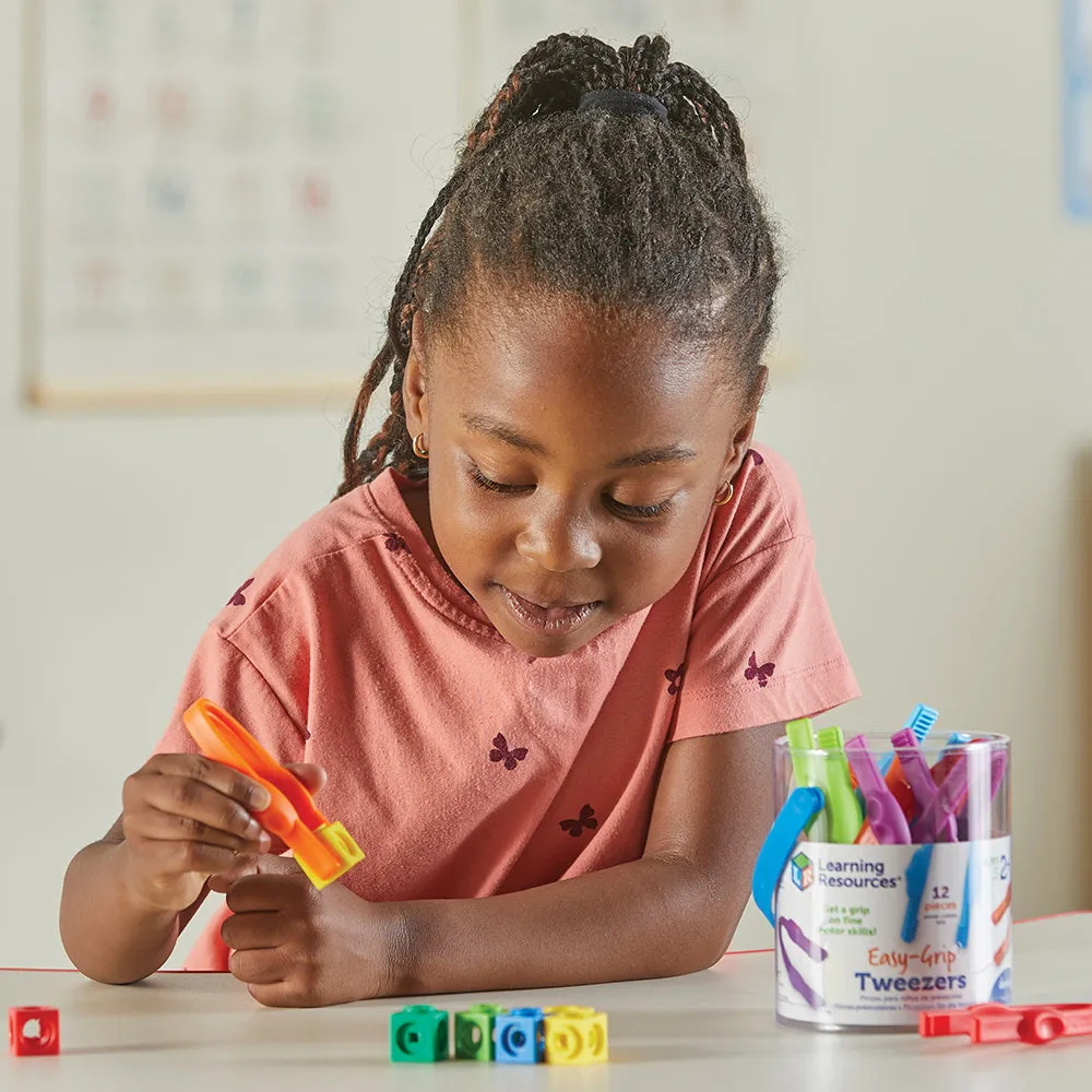 Easy Grip Tweezers | 12 Fine Motor Tools for Sorting, Counting & Sensory Play