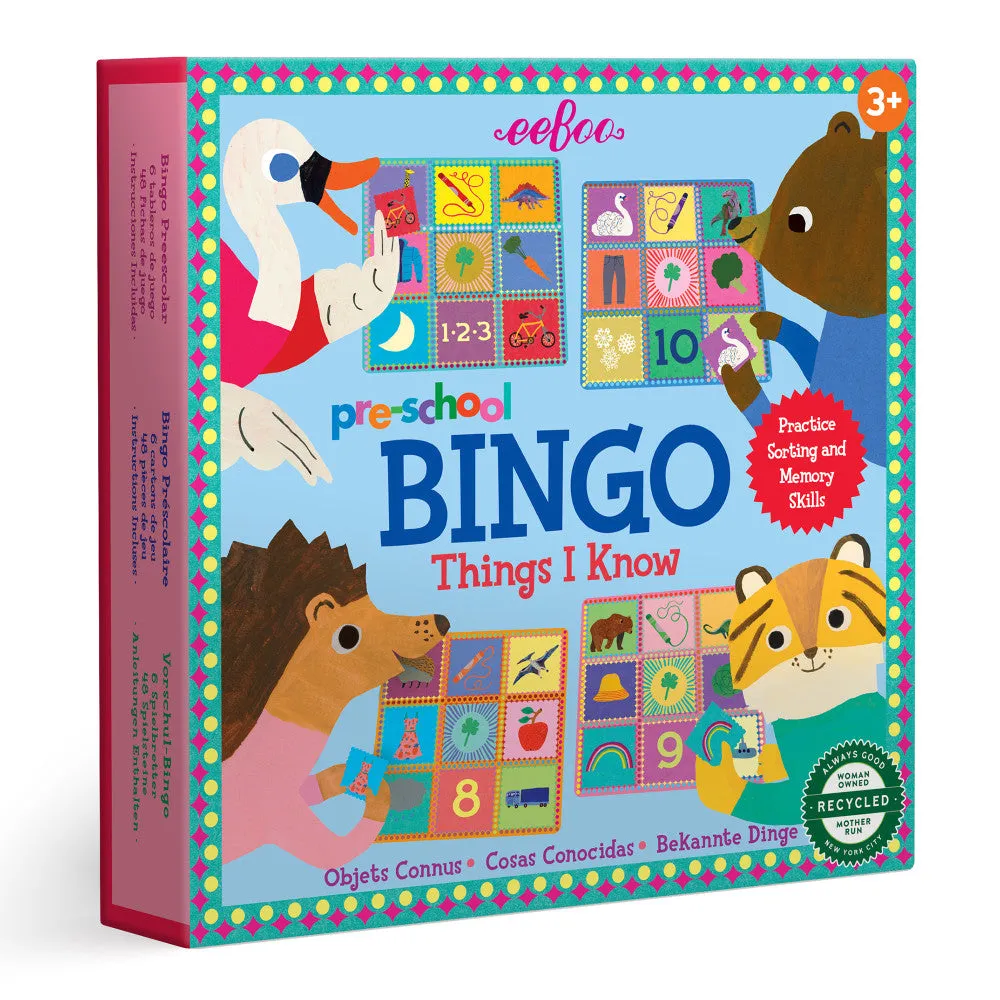 eeBoo Preschool Bingo Game - Things I Know - Educational Sorting & Memory Skills Toy for Kids Ages 3 