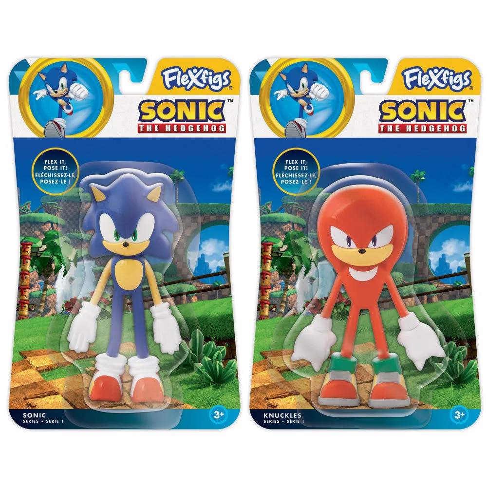 FleXfigs Sonic & Knuckles Articulated Action Figures - 2 Character Pack