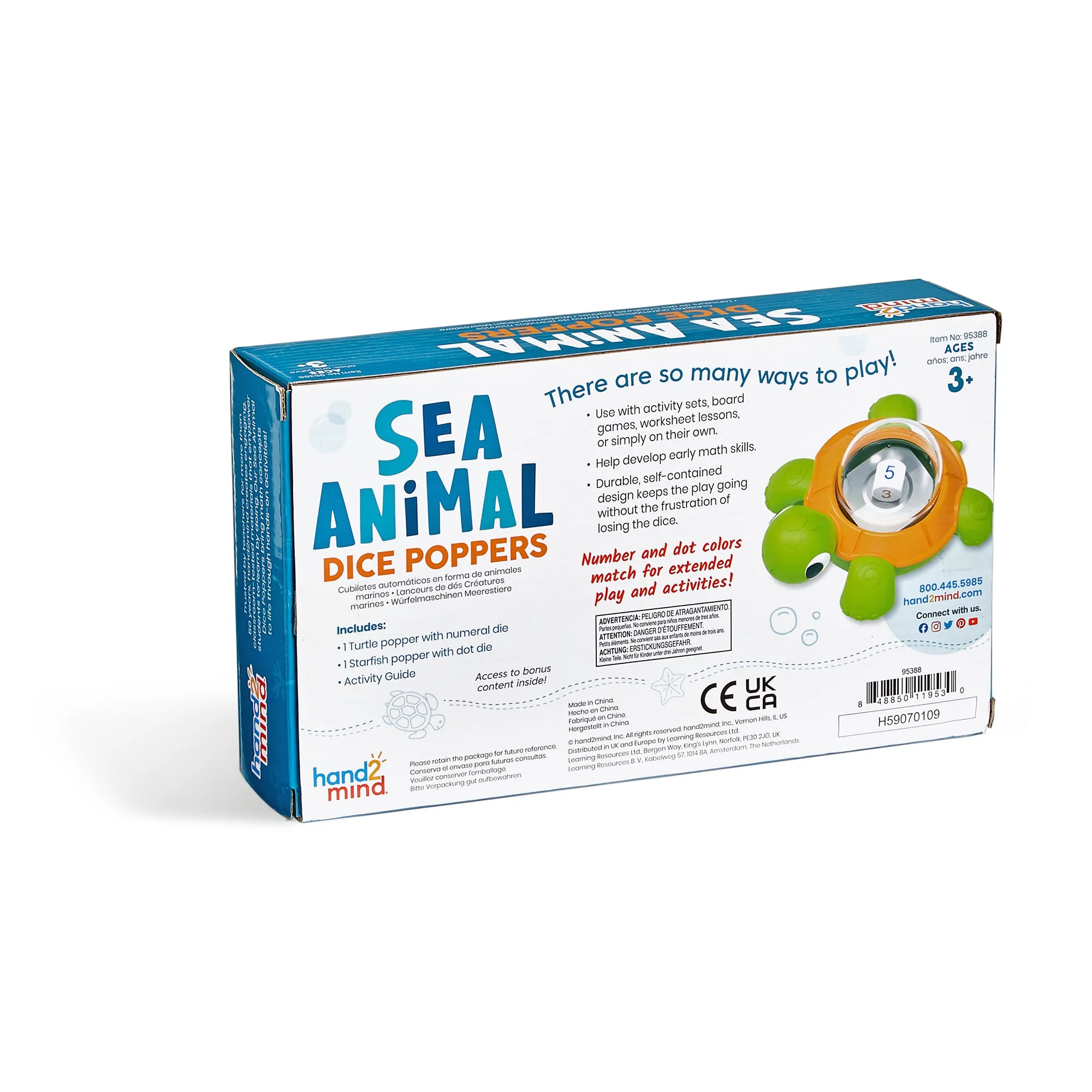 Hand2Mind Sea Animal Dice Poppers, Turtle & Starfish - Educational Counting Toy