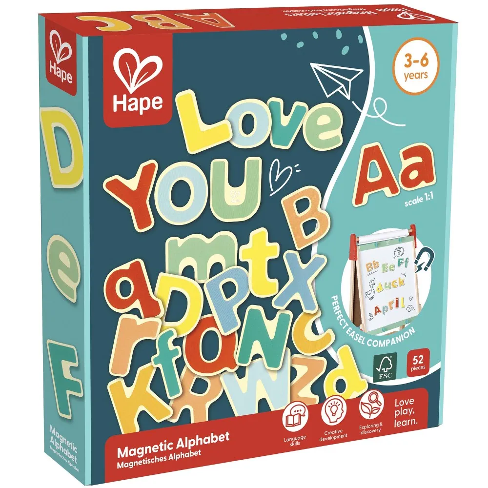 Hape Colorful Magnetic Alphabet Set - 52pcs ABC Wooden Magnets