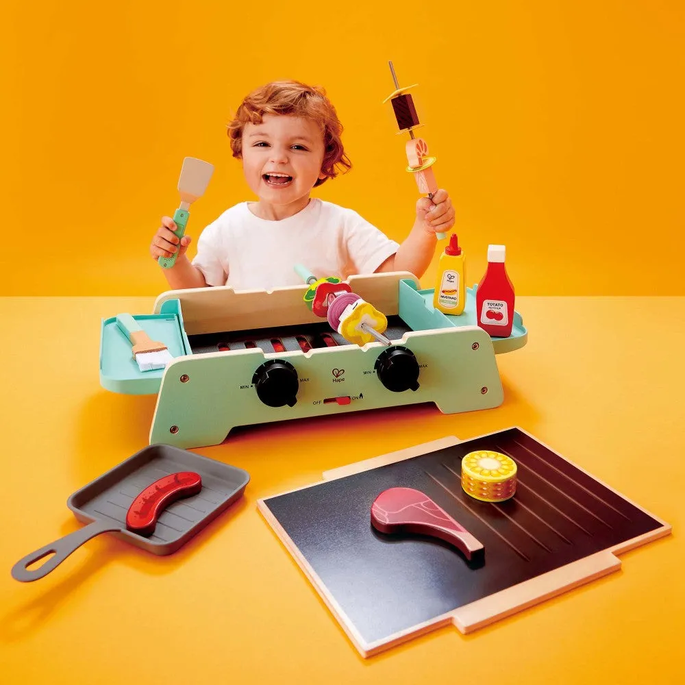 Hape Teal Wooden Sizzling Griddle & Grill BBQ Playset