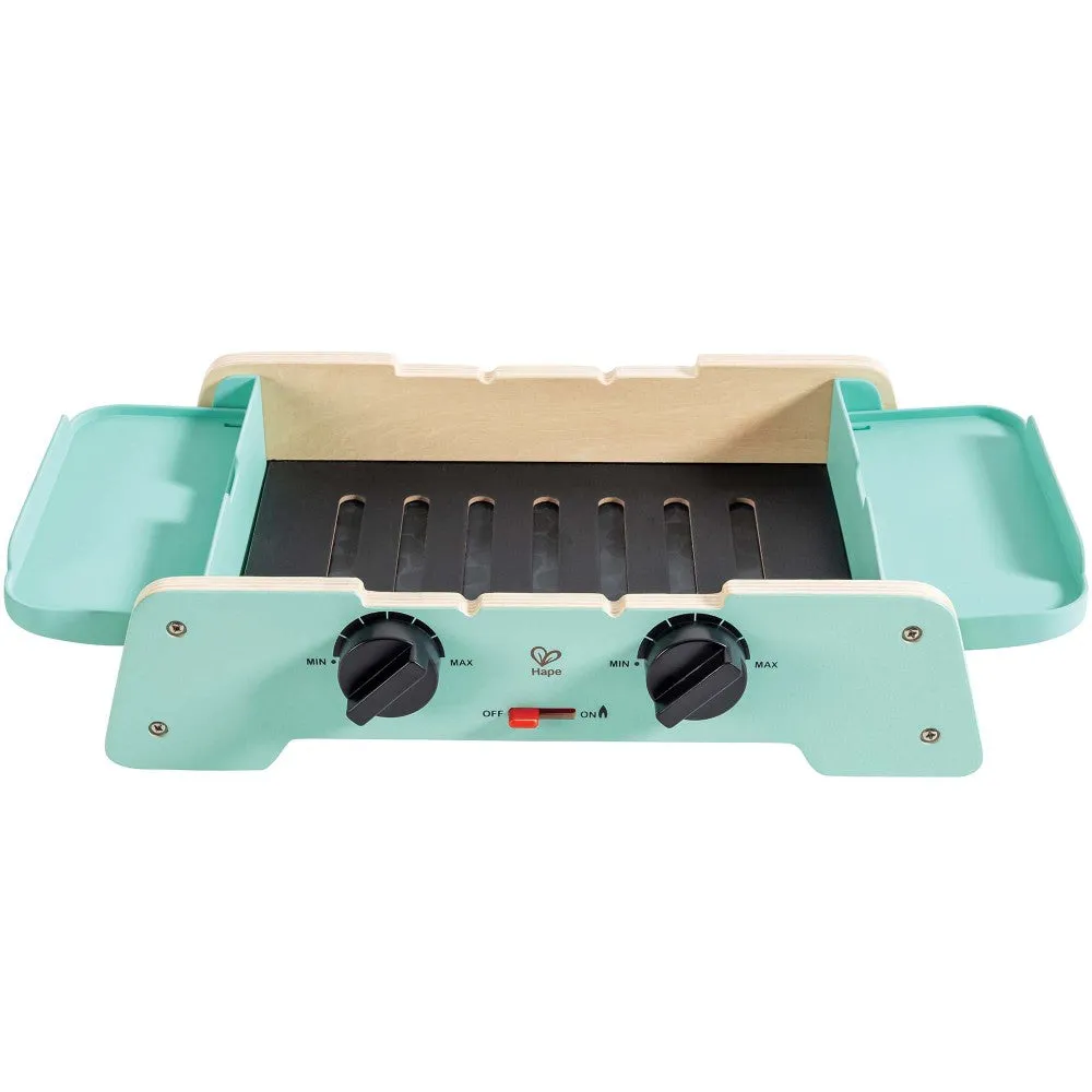 Hape Teal Wooden Sizzling Griddle & Grill BBQ Playset