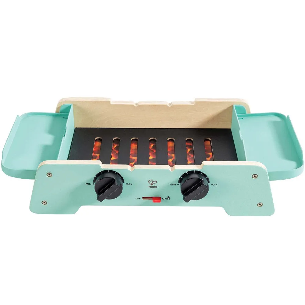 Hape Teal Wooden Sizzling Griddle & Grill BBQ Playset