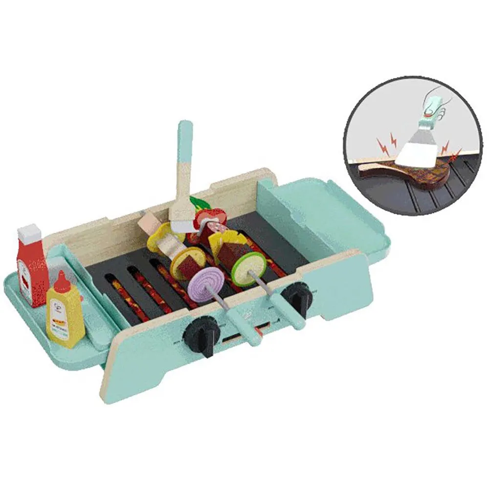 Hape Teal Wooden Sizzling Griddle & Grill BBQ Playset