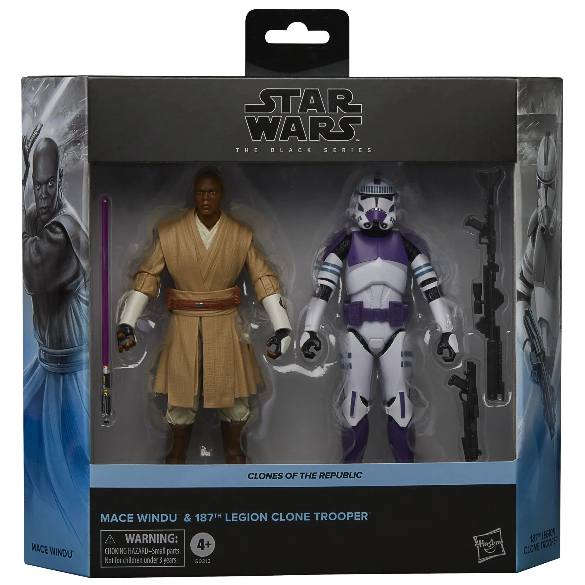 Hasbro Star Wars Black Series Clones of the Republic #01 Mace Windu and 187th Legion Clone Trooper 2 Pack 6 Inch Action Figure