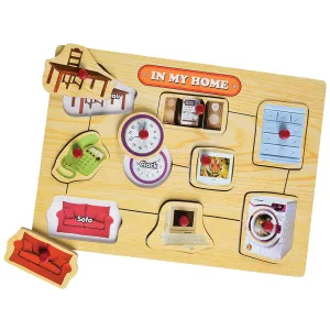 In My Home Peg Puzzle | 9-Piece Wooden Puzzle of Everyday Household Objects