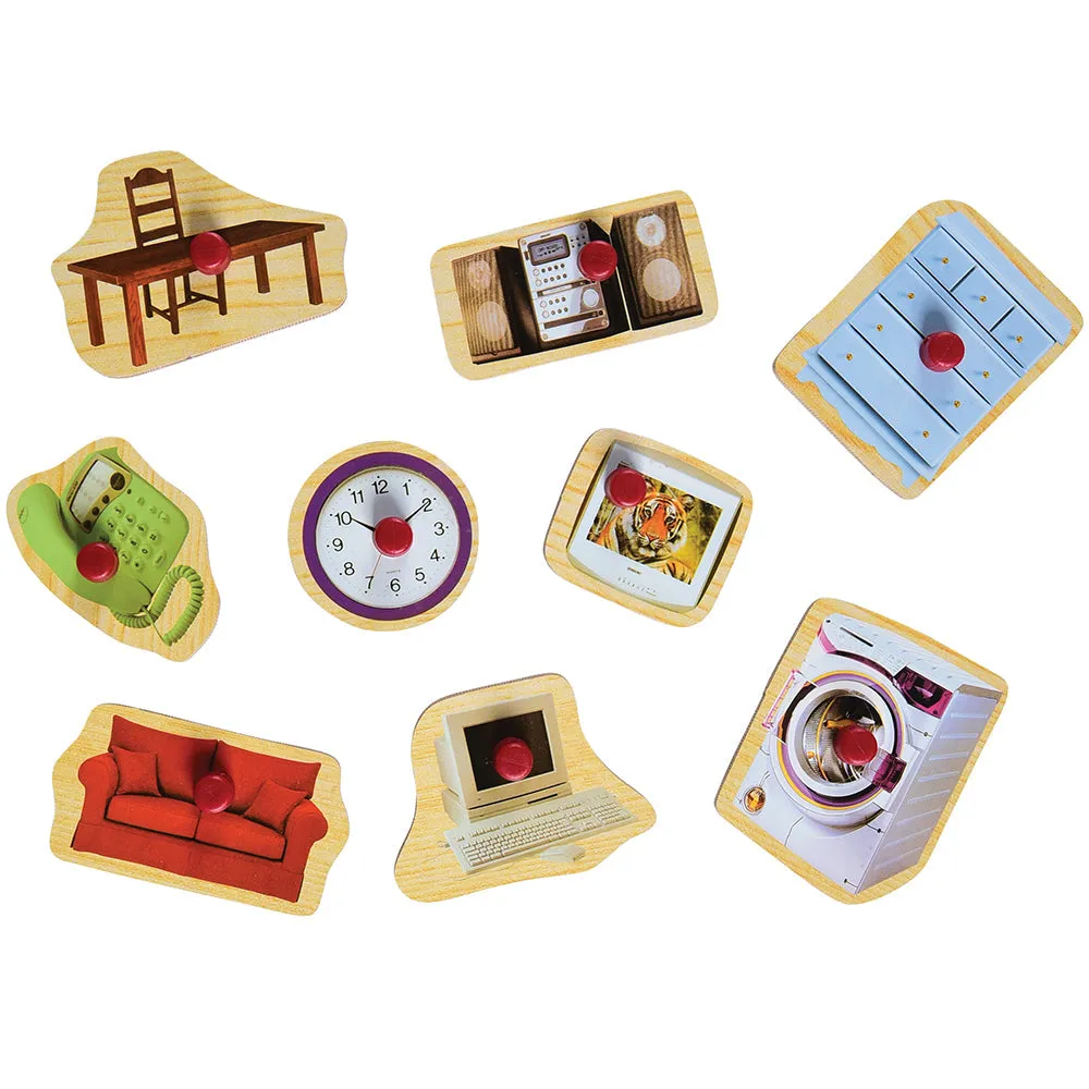 In My Home Peg Puzzle | 9-Piece Wooden Puzzle of Everyday Household Objects