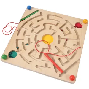 Magnetic Maze Game | 12" Wooden Activity Board with Attached Magnetic Wands