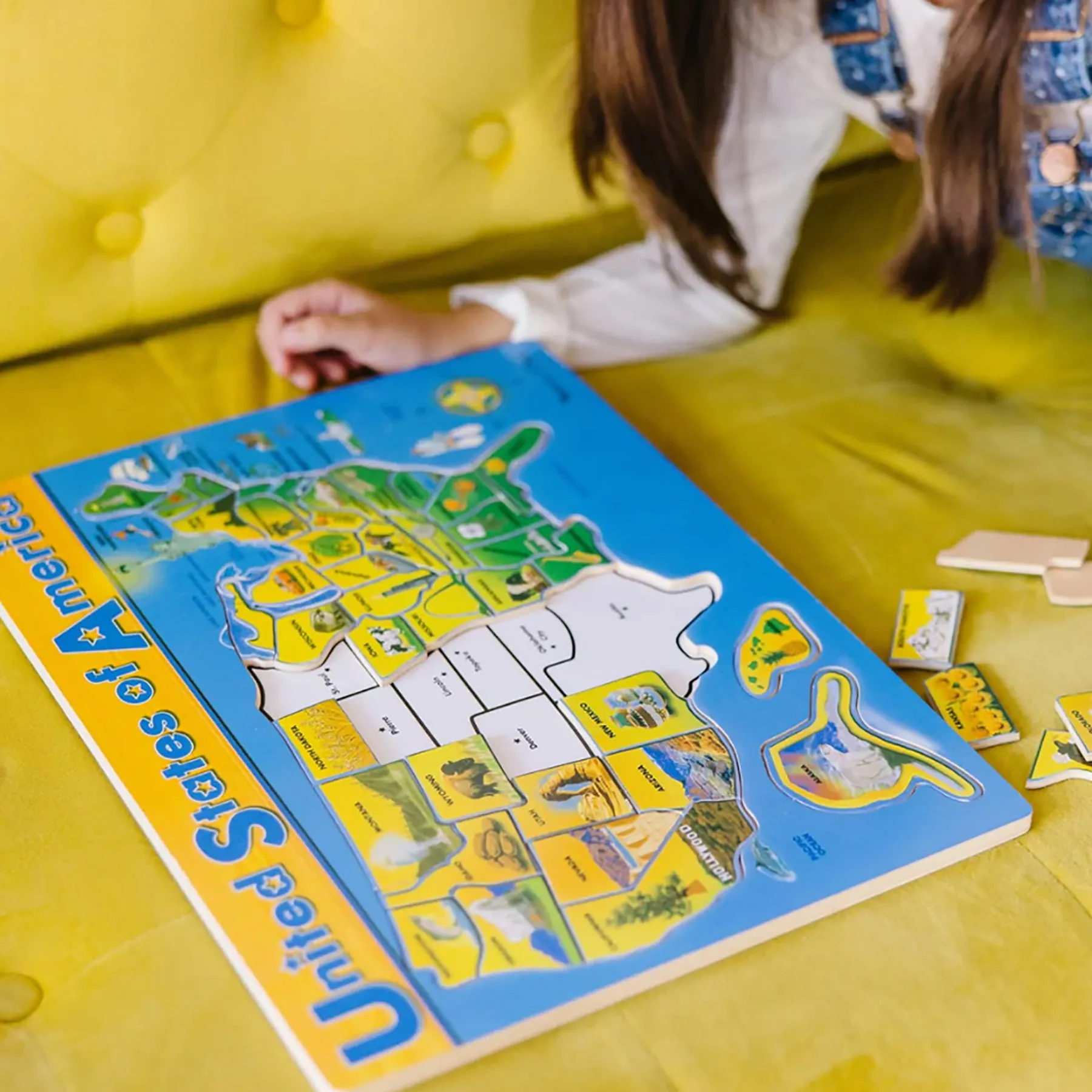 Melissa & Doug U.S.A. Map Wooden Puzzle - 45 Pieces - Interactive Geography Learning