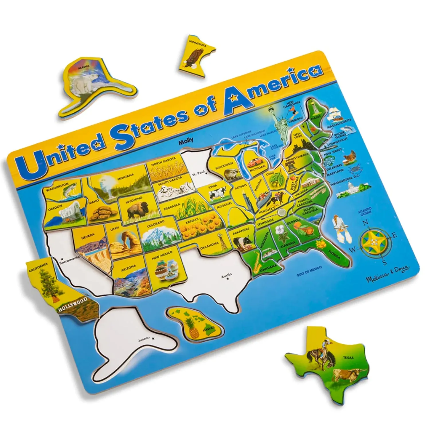 Melissa & Doug U.S.A. Map Wooden Puzzle - 45 Pieces - Interactive Geography Learning