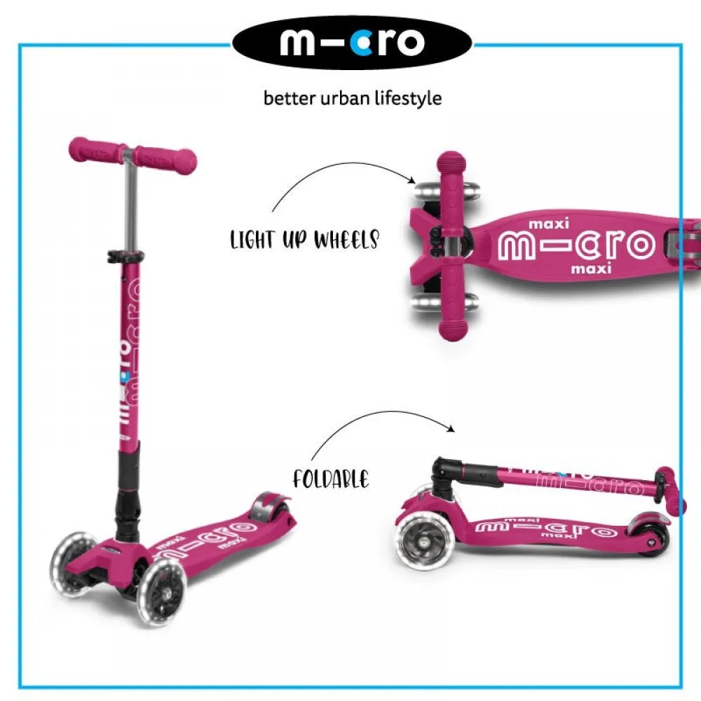 Micro Maxi Foldable LED Scooter - Berry Red