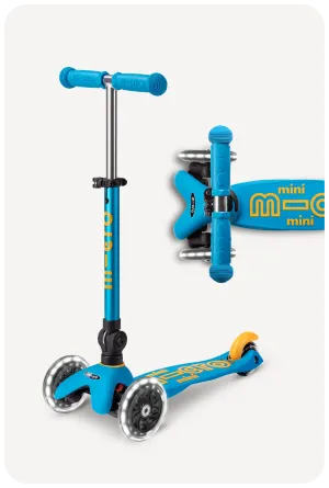 Micro Mini Foldable LED Scooter - Ocean Blue