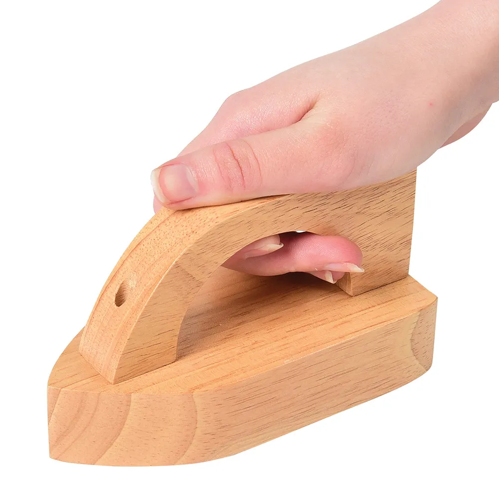 Montessori Dramatic Play Accessory Bundle | Pretend Play Hardwood Iron, Doll Bed & Vintage Phone