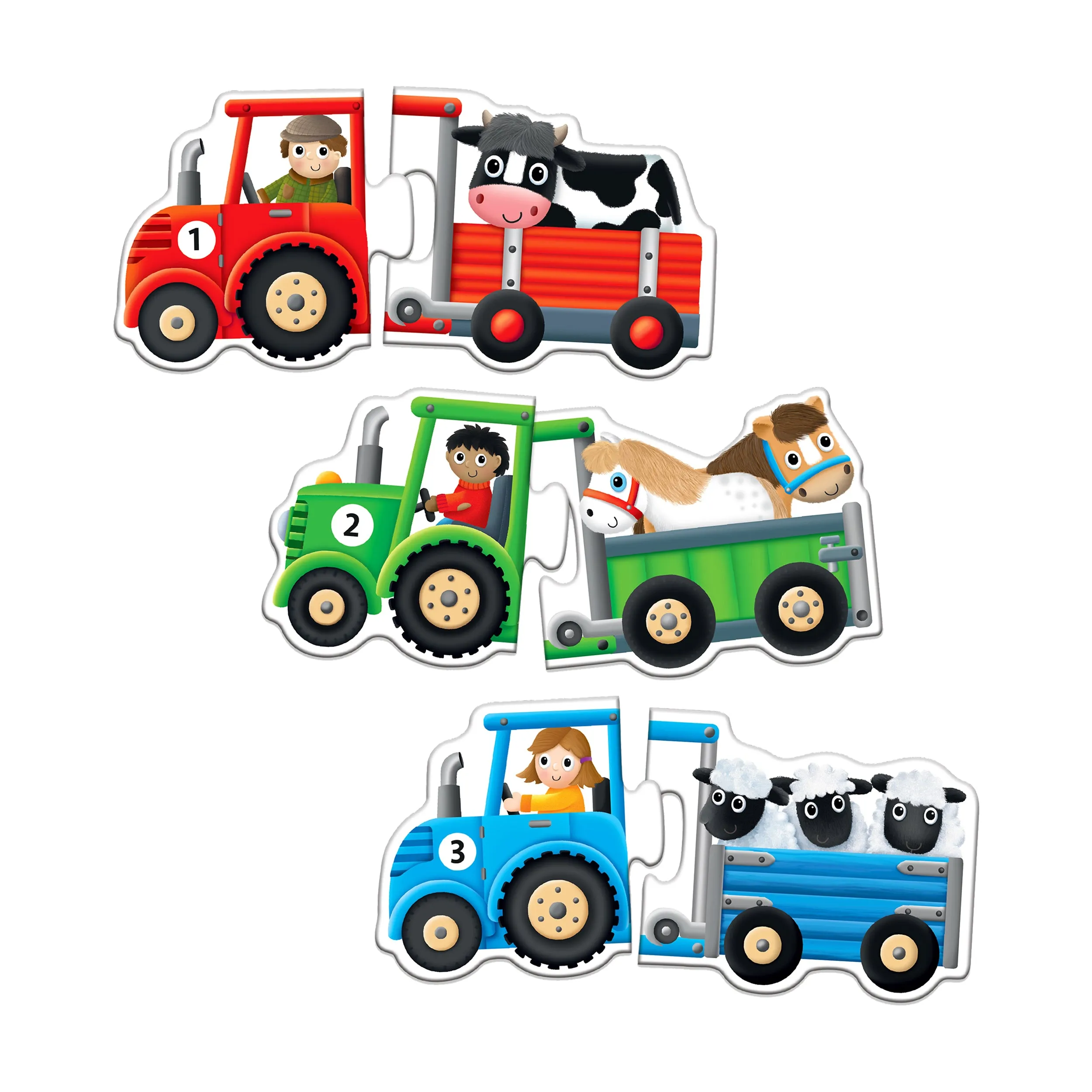 My First Match It! Tractors & Trailers - Colorful Counting Puzzle Set