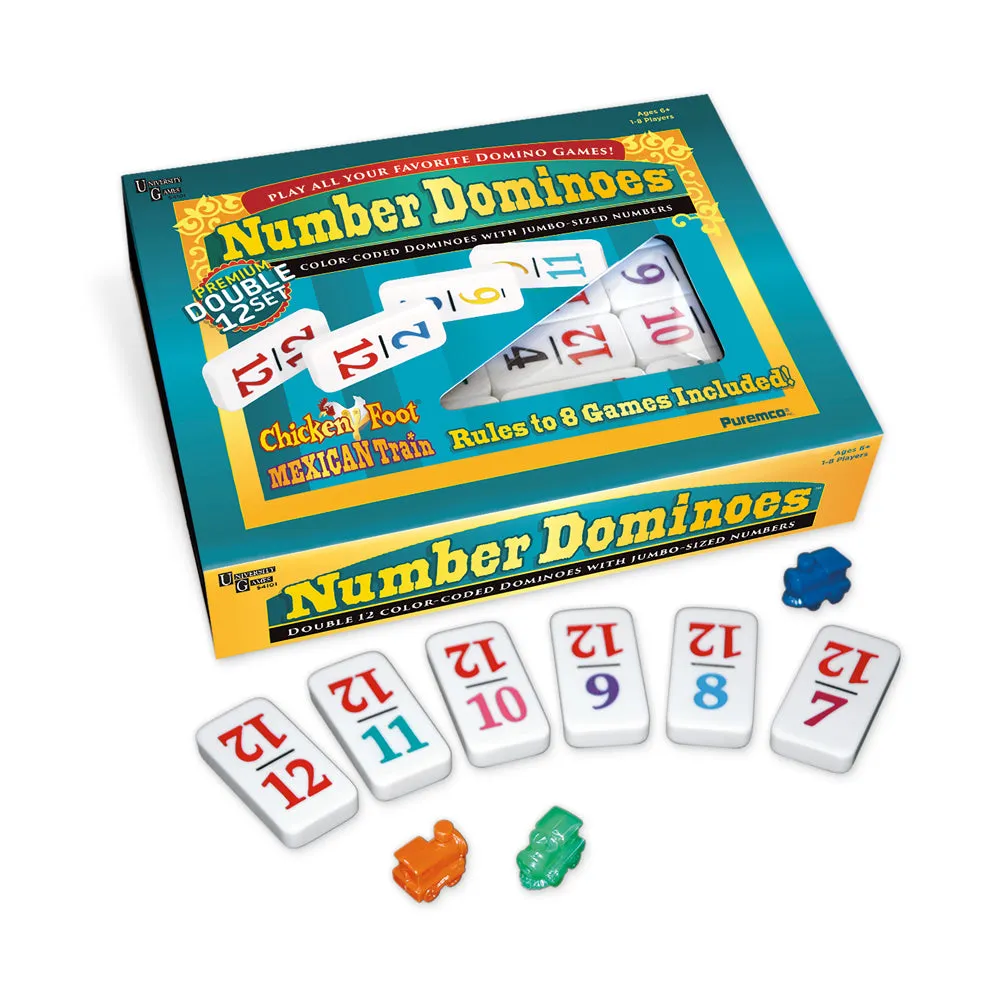 Number Dominoes Premium Double 12 Set with Color-Coded Tiles