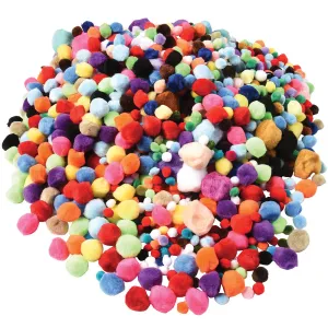 Pound of Pom Poms | Assorted Colors & Sizes for Arts, Crafts, and Sensory Play