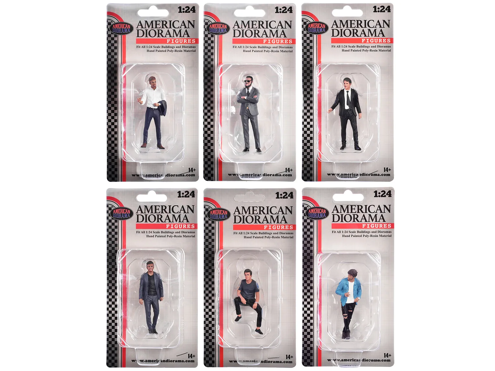 "Gentlemen's Club" 6 piece Figure Set for 1/24 Scale Models by American Diorama