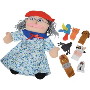 "Old Lady Who Swallowed a Fly" Storytelling Doll & Animal Finger Puppet Set*