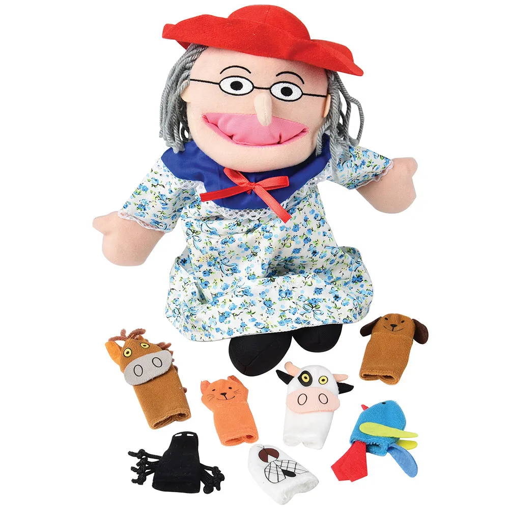 "Old Lady Who Swallowed a Fly" Storytelling Doll & Animal Finger Puppet Set*
