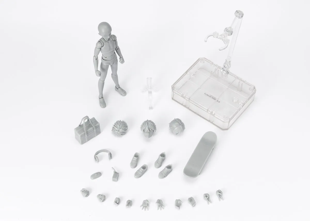 S.H. Figuarts Man Boy Male Body Kun (School Life Edition DX Set) Gray Action Figure