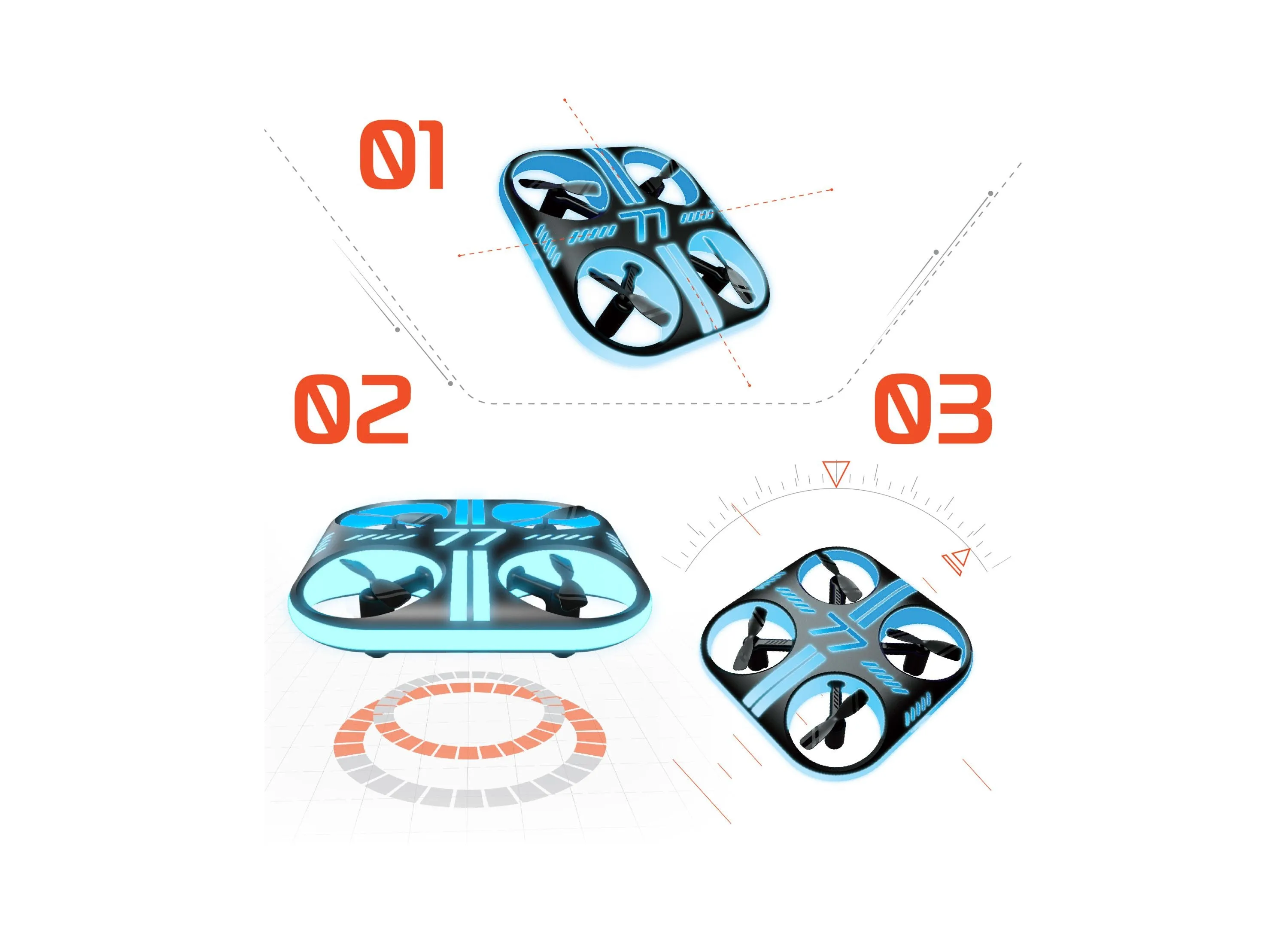 Sharper Image Lumo Stunt Remote Control Glow Drone - 2.4 GHz - Blue