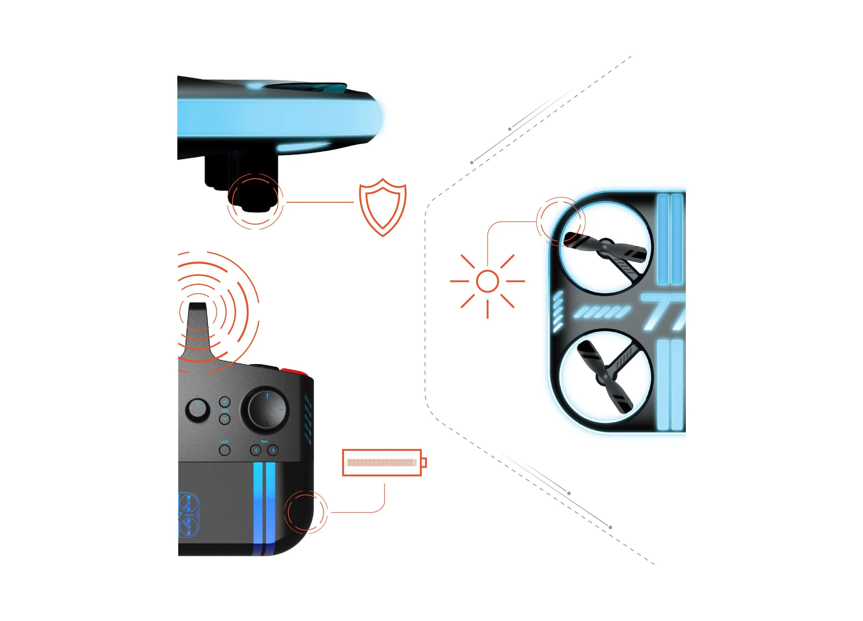 Sharper Image Lumo Stunt Remote Control Glow Drone - 2.4 GHz - Blue