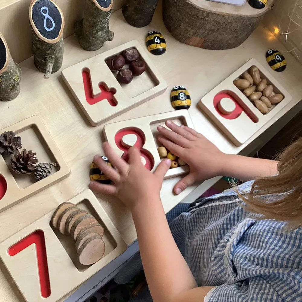 Tactile Wooden Number Trays 1–9 | Eco-Friendly Counting & Tracing Set