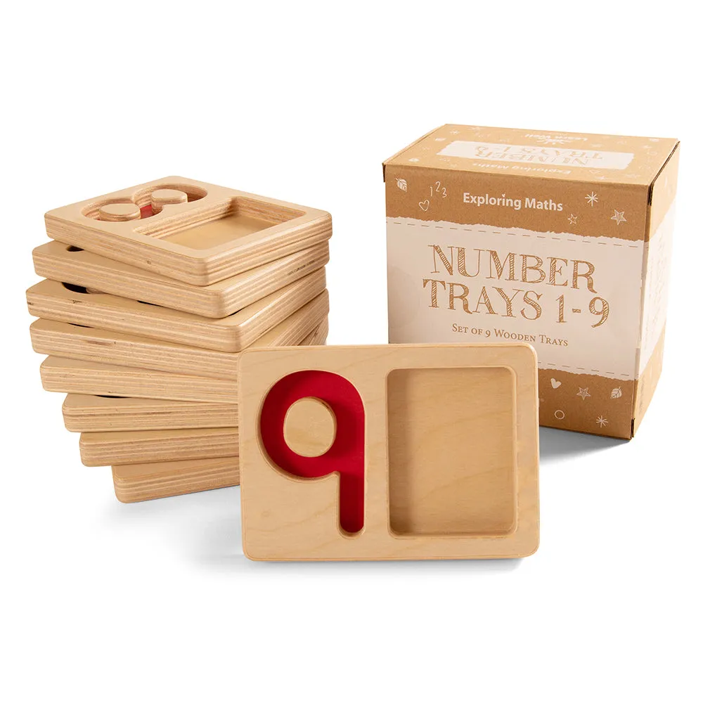Tactile Wooden Number Trays 1–9 | Eco-Friendly Counting & Tracing Set