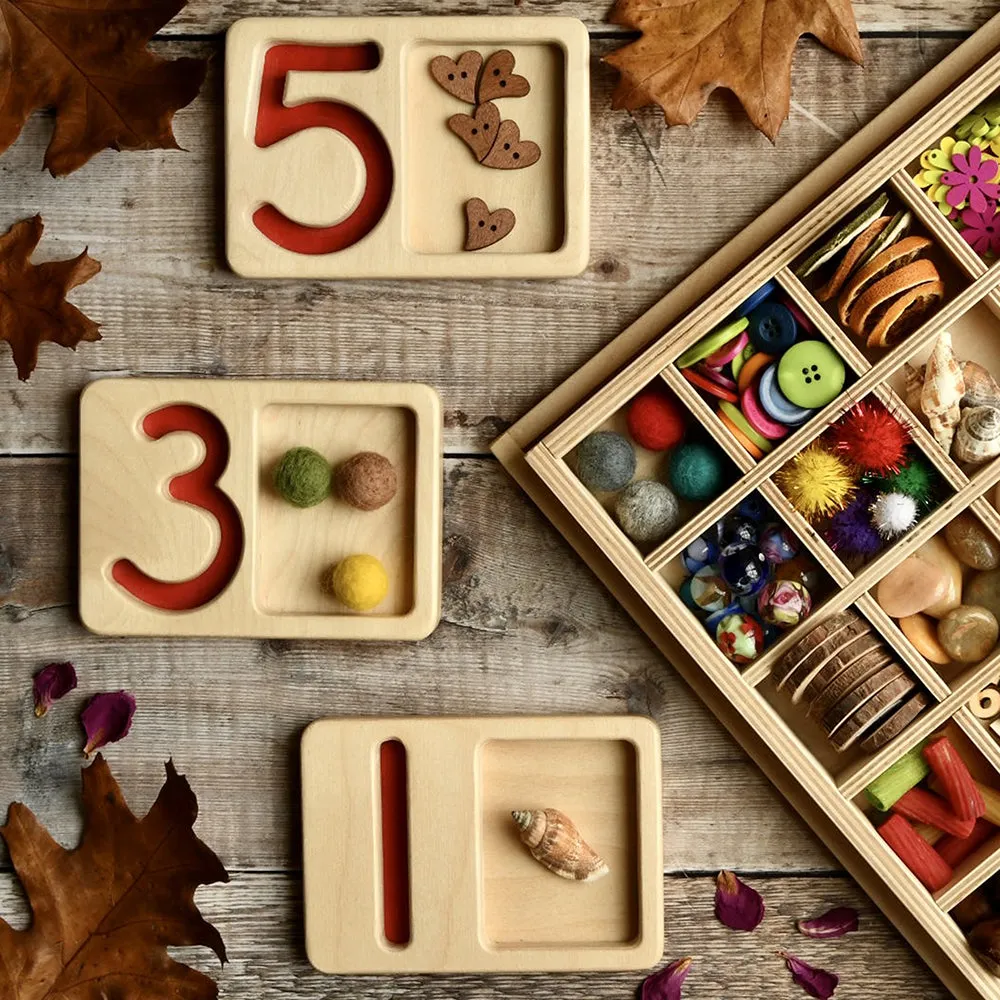 Tactile Wooden Number Trays 1–9 | Eco-Friendly Counting & Tracing Set