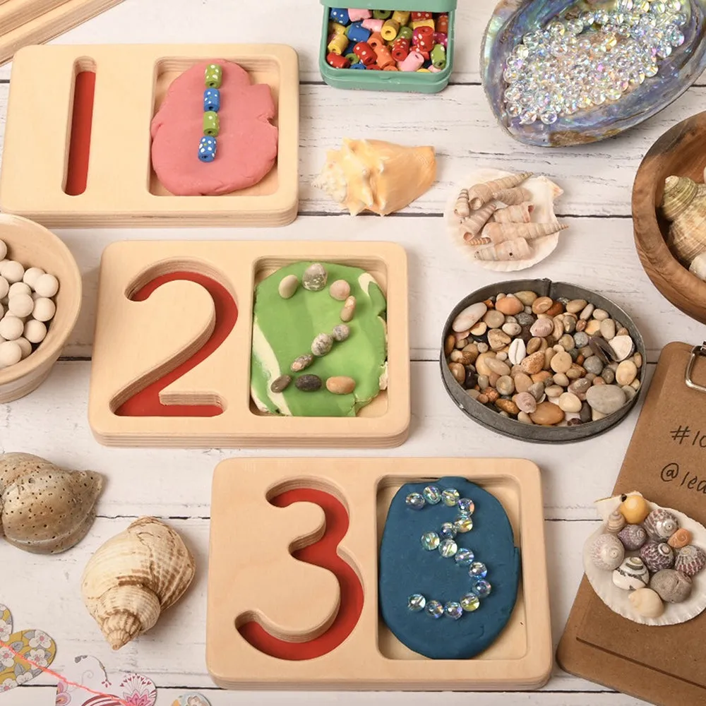 Tactile Wooden Number Trays 1–9 | Eco-Friendly Counting & Tracing Set