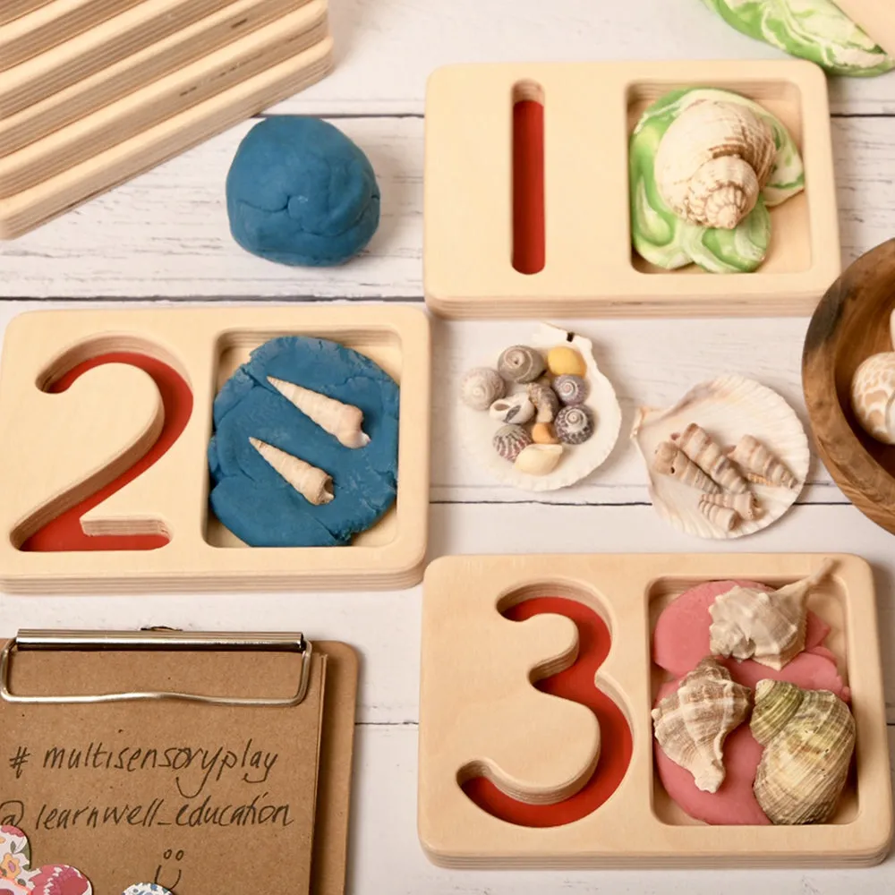 Tactile Wooden Number Trays 1–9 | Eco-Friendly Counting & Tracing Set