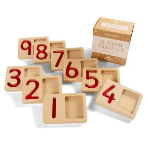 Tactile Wooden Number Trays 1–9 | Eco-Friendly Counting & Tracing Set