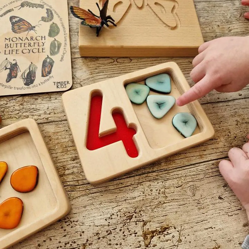 Tactile Wooden Number Trays 1–9 | Eco-Friendly Counting & Tracing Set