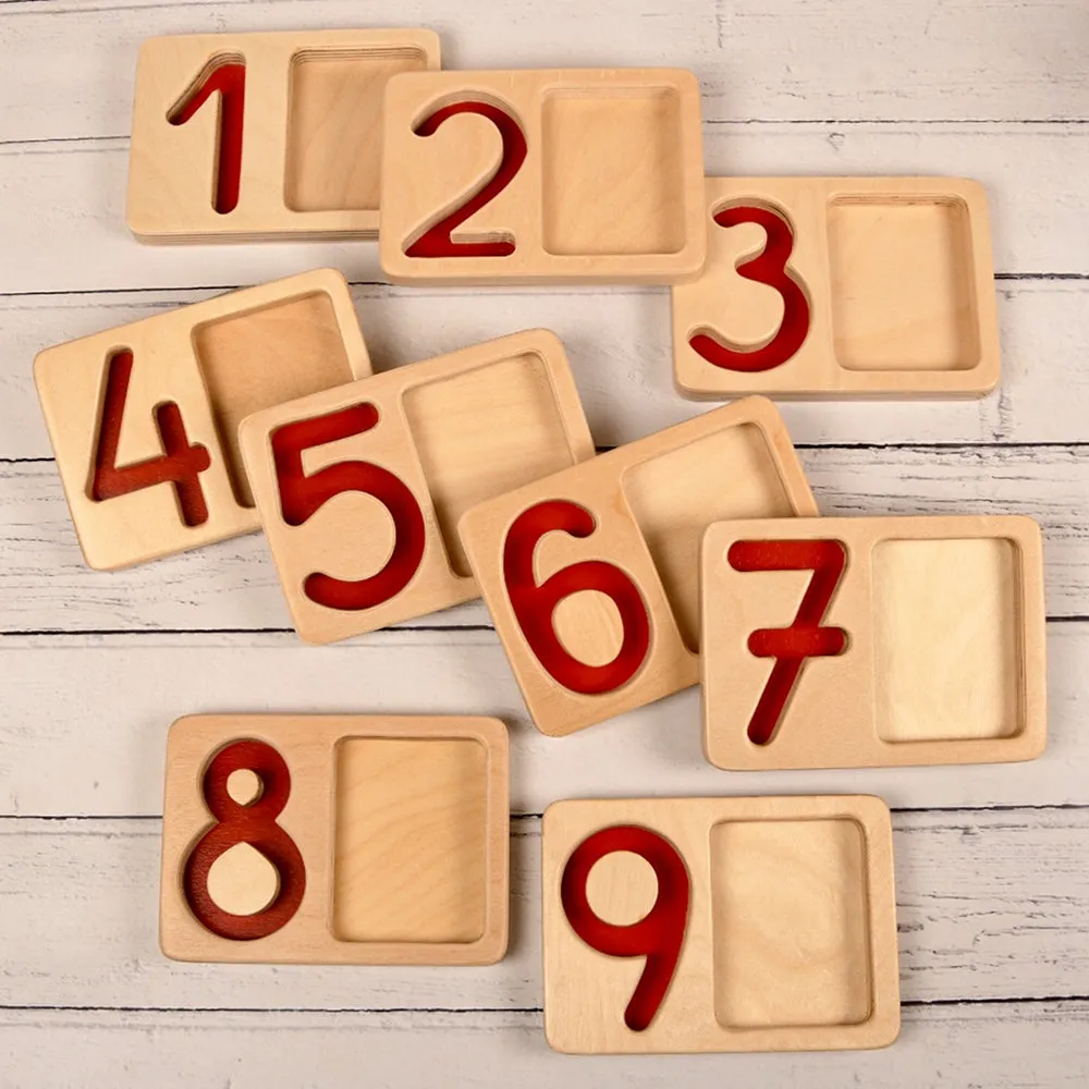 Tactile Wooden Number Trays 1–9 | Eco-Friendly Counting & Tracing Set
