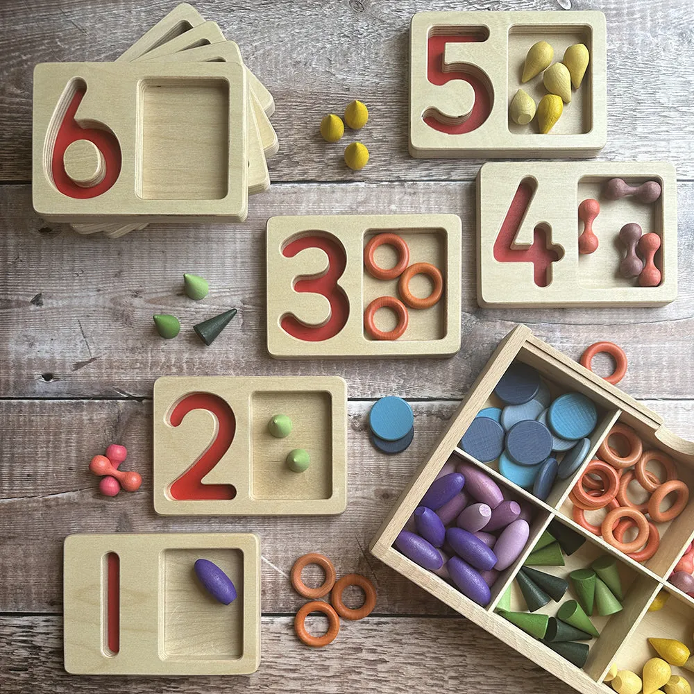 Tactile Wooden Number Trays 1–9 | Eco-Friendly Counting & Tracing Set