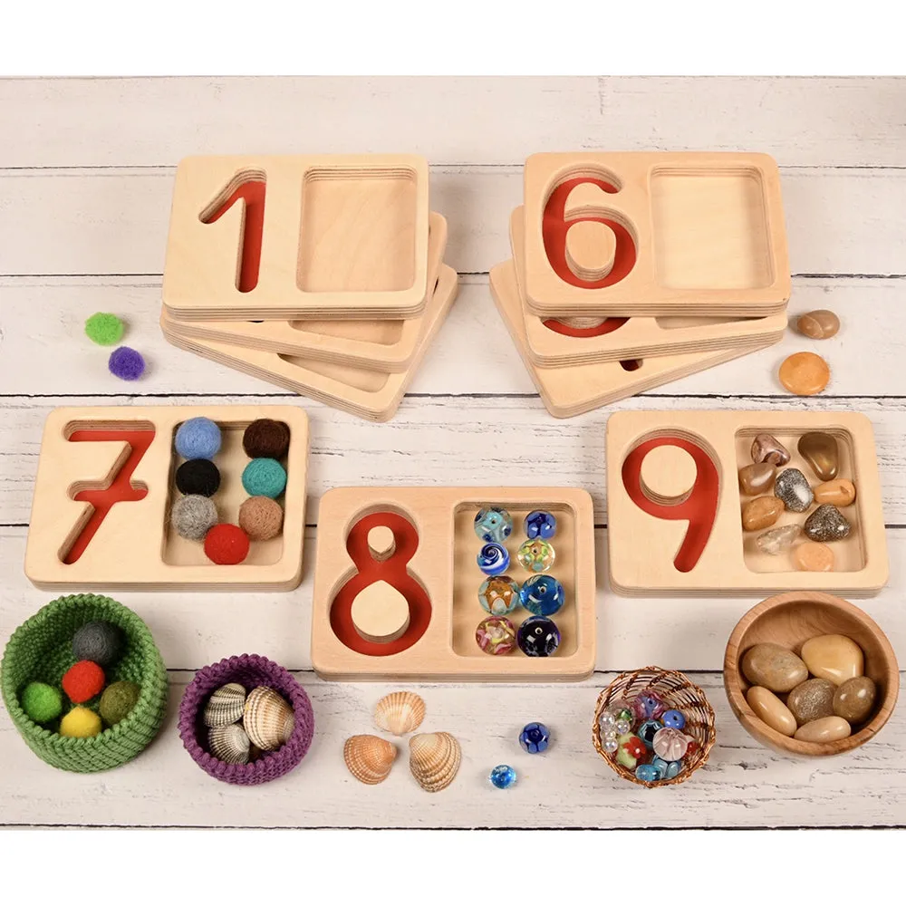 Tactile Wooden Number Trays 1–9 | Eco-Friendly Counting & Tracing Set