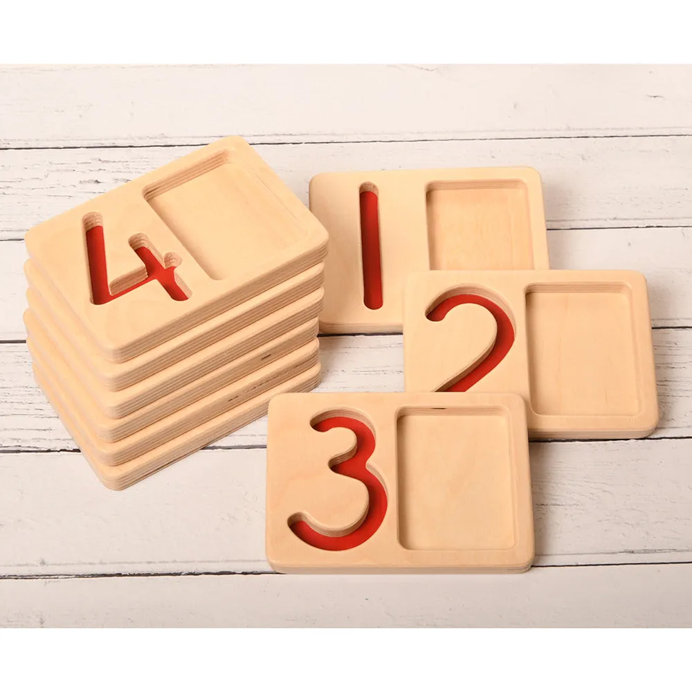 Tactile Wooden Number Trays 1–9 | Eco-Friendly Counting & Tracing Set