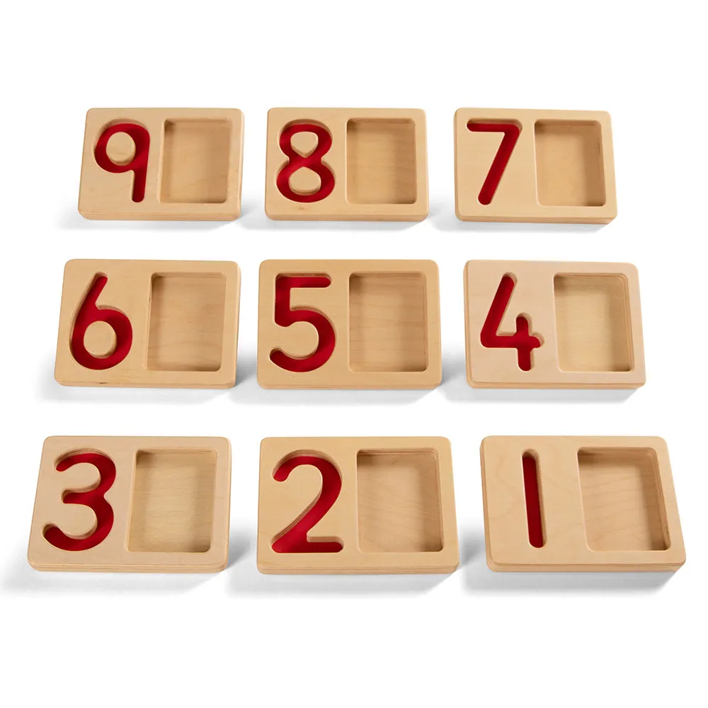Tactile Wooden Number Trays 1–9 | Eco-Friendly Counting & Tracing Set