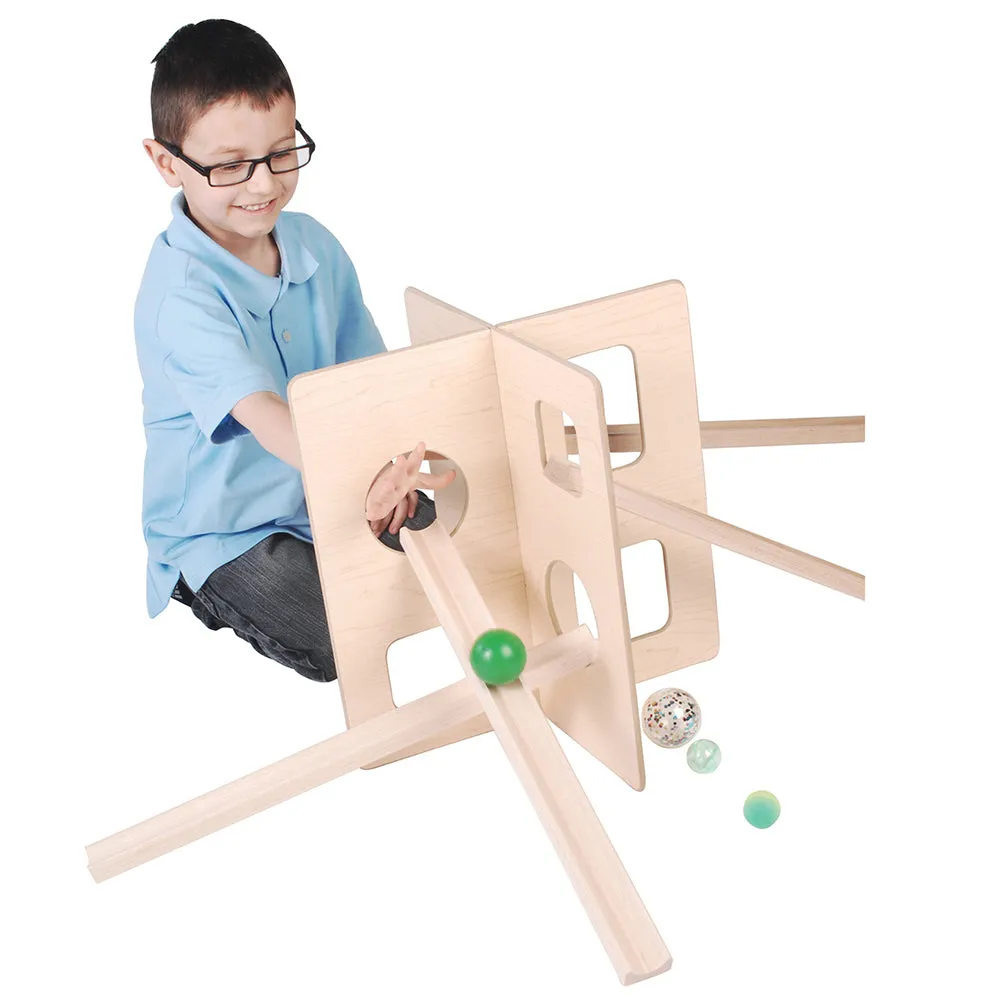 Tower & Pathways Building Set | 14-Piece Eco-Friendly Wooden Ramp Kit with Balls