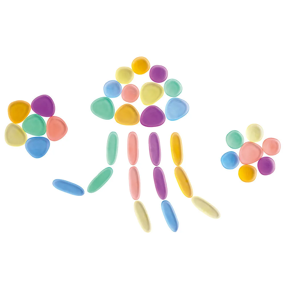Translucent Rainbow Pebbles | Stacking, Sorting, and Color 36-Piece Play Set