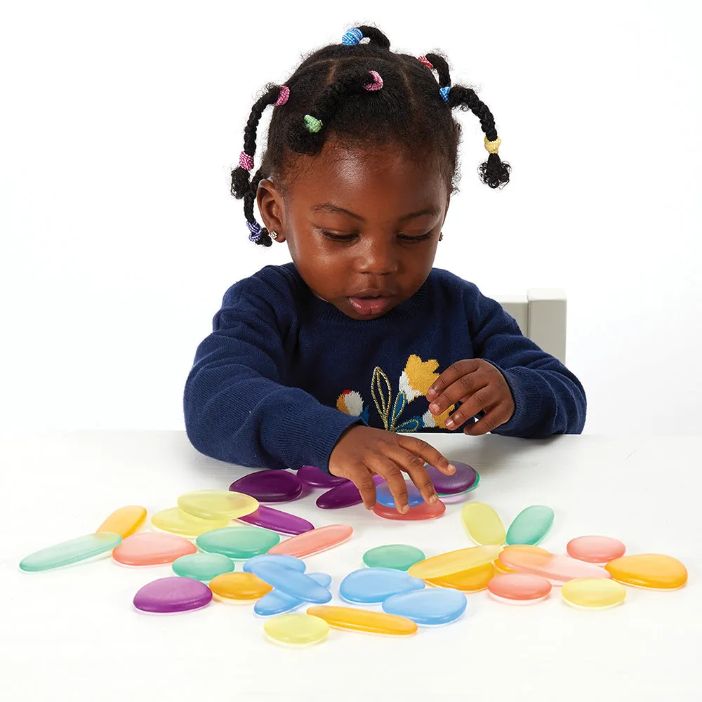 Translucent Rainbow Pebbles | Stacking, Sorting, and Color 36-Piece Play Set